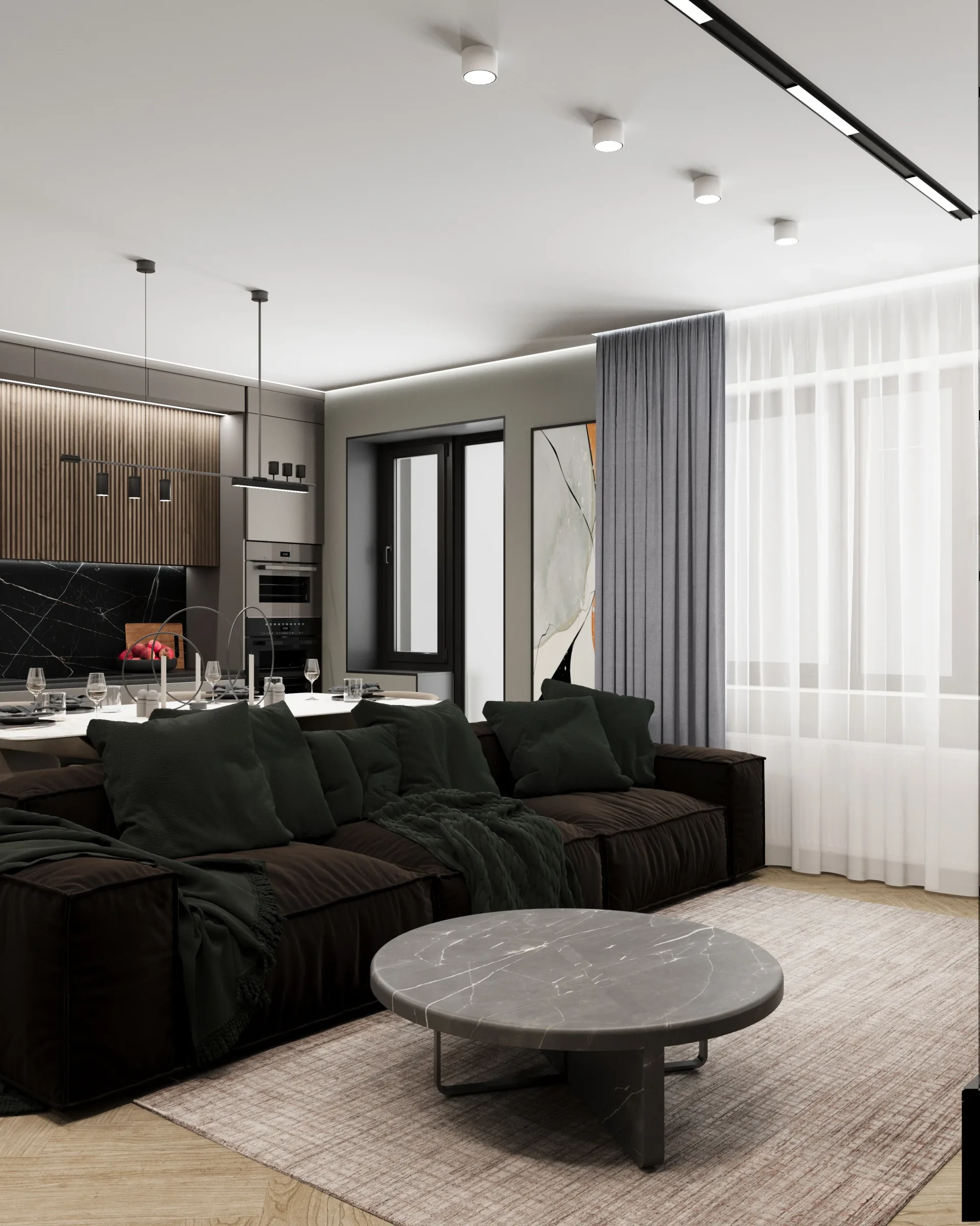 Визуализация кухни-гостиной для расчета бюджета ремонта