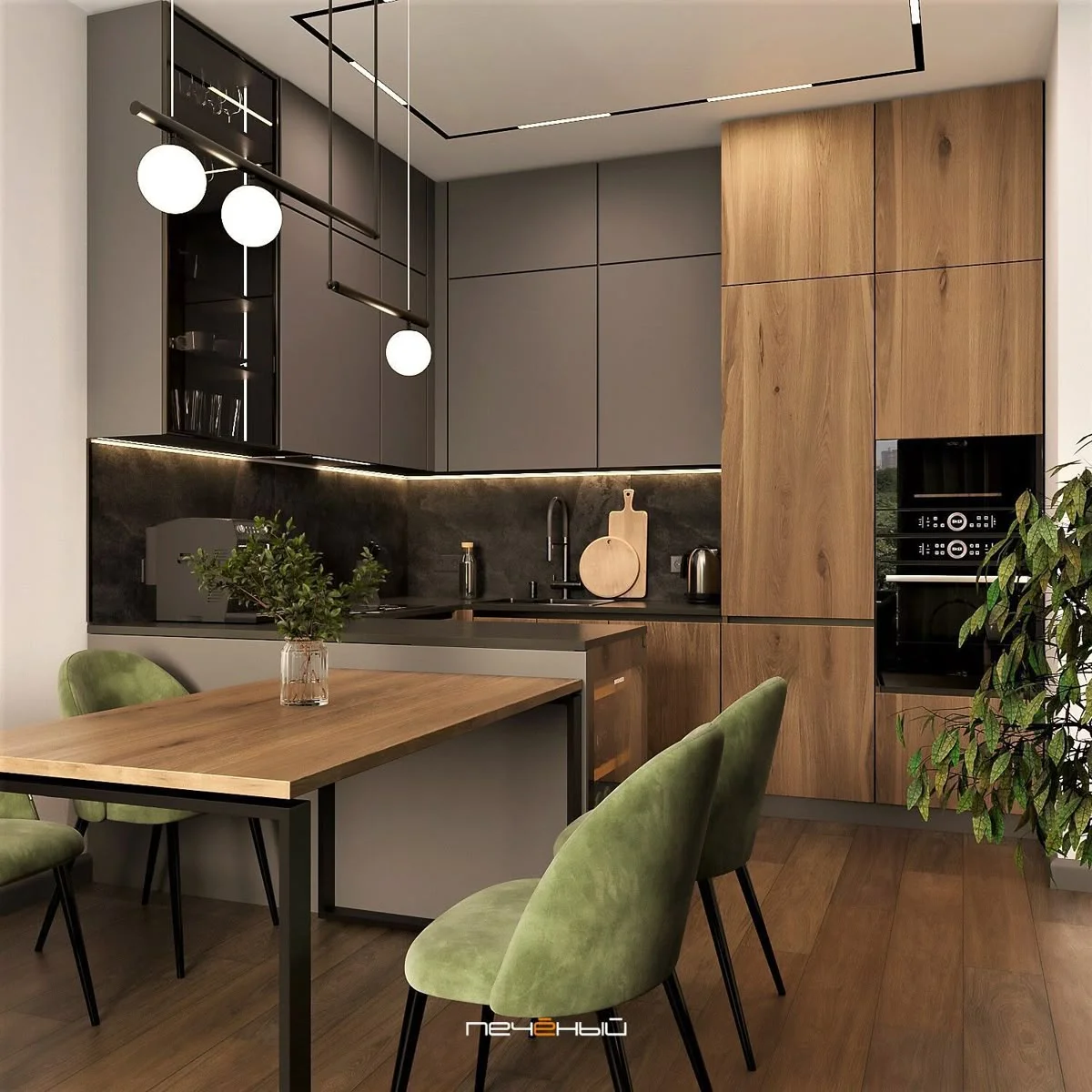 Кухня-гостиная квартиры после ремонта в Москве и Московской области